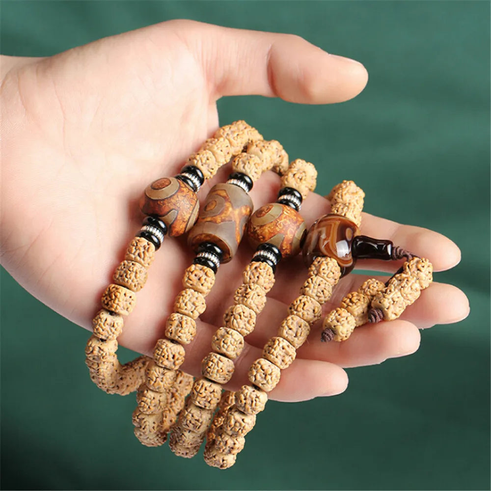 Natural 5 Petals Rudraksha 108 Buddhist Beads - yogaandmeditationjewelry