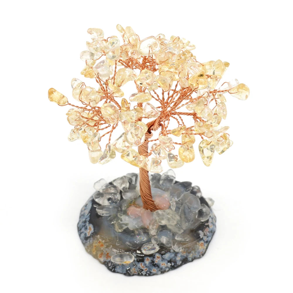 Natural Crystal Amethyst Rose Quartz Tree of Life - yogaandmeditationjewelry