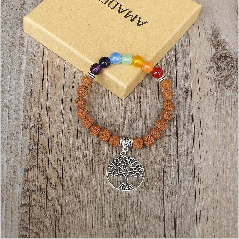 Handmade Rudraksha Elephant Mala Chakra Bracelet - yogaandmeditationjewelry