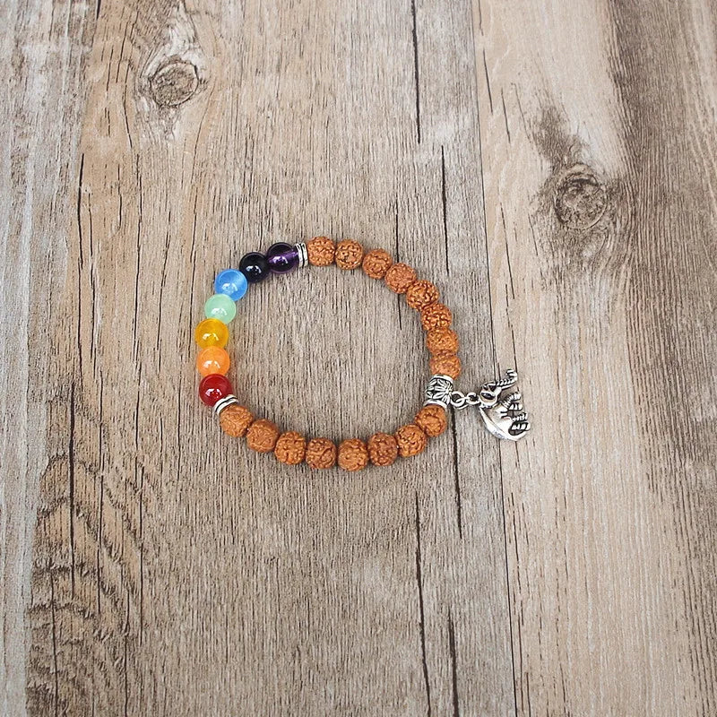 Handmade Rudraksha Elephant Mala Chakra Bracelet - yogaandmeditationjewelry