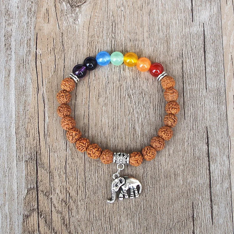 Handmade Rudraksha Elephant Mala Chakra Bracelet - yogaandmeditationjewelry