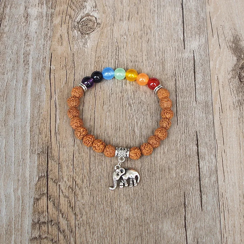 Handmade Rudraksha Elephant Mala Chakra Bracelet - yogaandmeditationjewelry