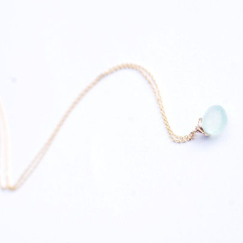 Aqua Chalcedony and Freshwater Pearl Necklace - yogaandmeditationjewelry