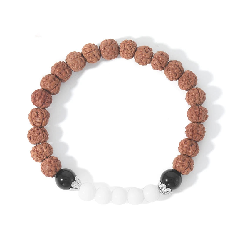 Rudraksha & Black Onyx OM Pendant Bracelet - yogaandmeditationjewelry