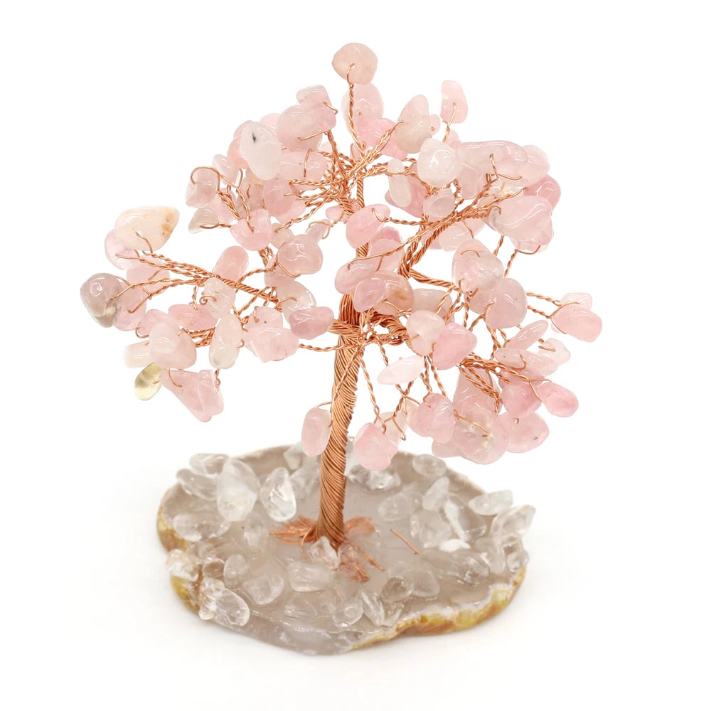 Natural Crystal Amethyst Rose Quartz Tree of Life - yogaandmeditationjewelry