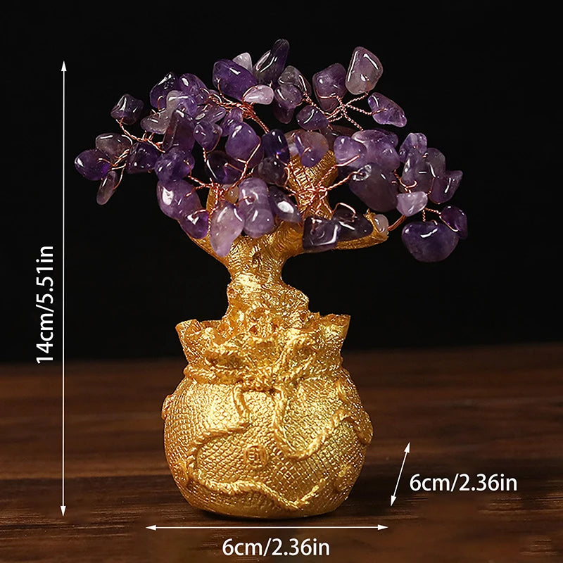 Natural Yellow Crystal Bonsai Wealth Tree - yogaandmeditationjewelry