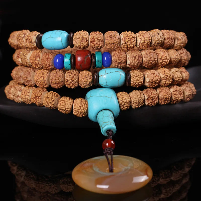 Authentic Natural Tibetan Polished Rudraksha 108 Beads - yogaandmeditationjewelry