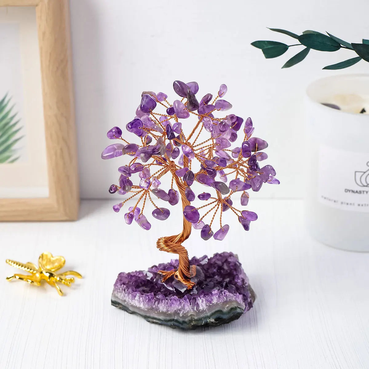 Handmade Natural Crystal Amethyst Reiki Healing Rock Tree of Life - yogaandmeditationjewelry