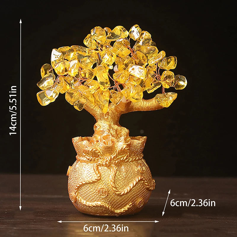 Natural Yellow Crystal Bonsai Wealth Tree - yogaandmeditationjewelry