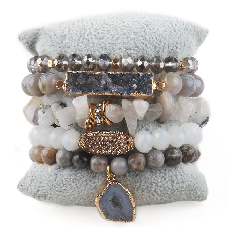 5pc Stack Druzy Bracelet - yogaandmeditationjewelry