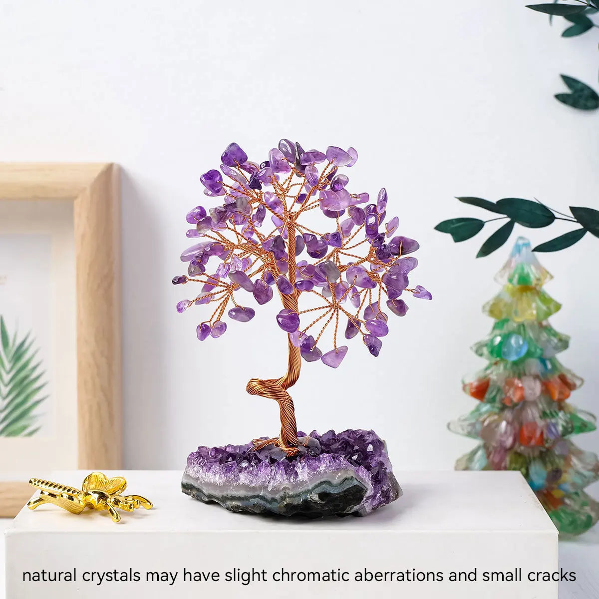 Handmade Natural Crystal Amethyst Reiki Healing Rock Tree of Life - yogaandmeditationjewelry