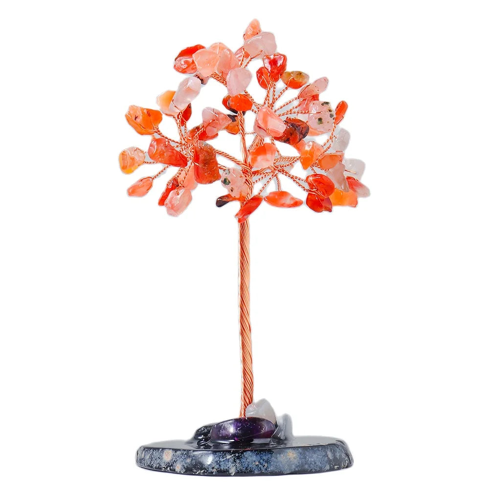 Mini Crystal Money Tree with Agate Feng Shui Healing Base Gemstone - yogaandmeditationjewelry