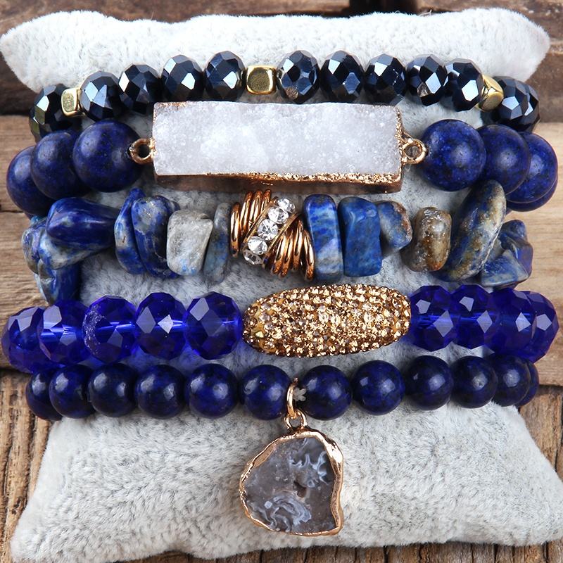 5pc Stack Druzy Bracelet - yogaandmeditationjewelry