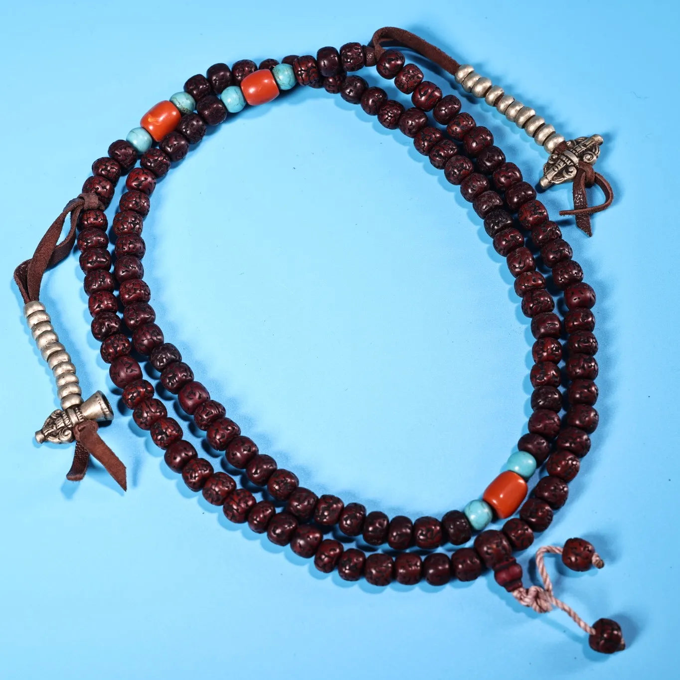 Tibetan Temple Collection Old Rudraksha Vajra Bodhisattva Mosaic Gem 108 Buddha Beads Necklace - yogaandmeditationjewelry