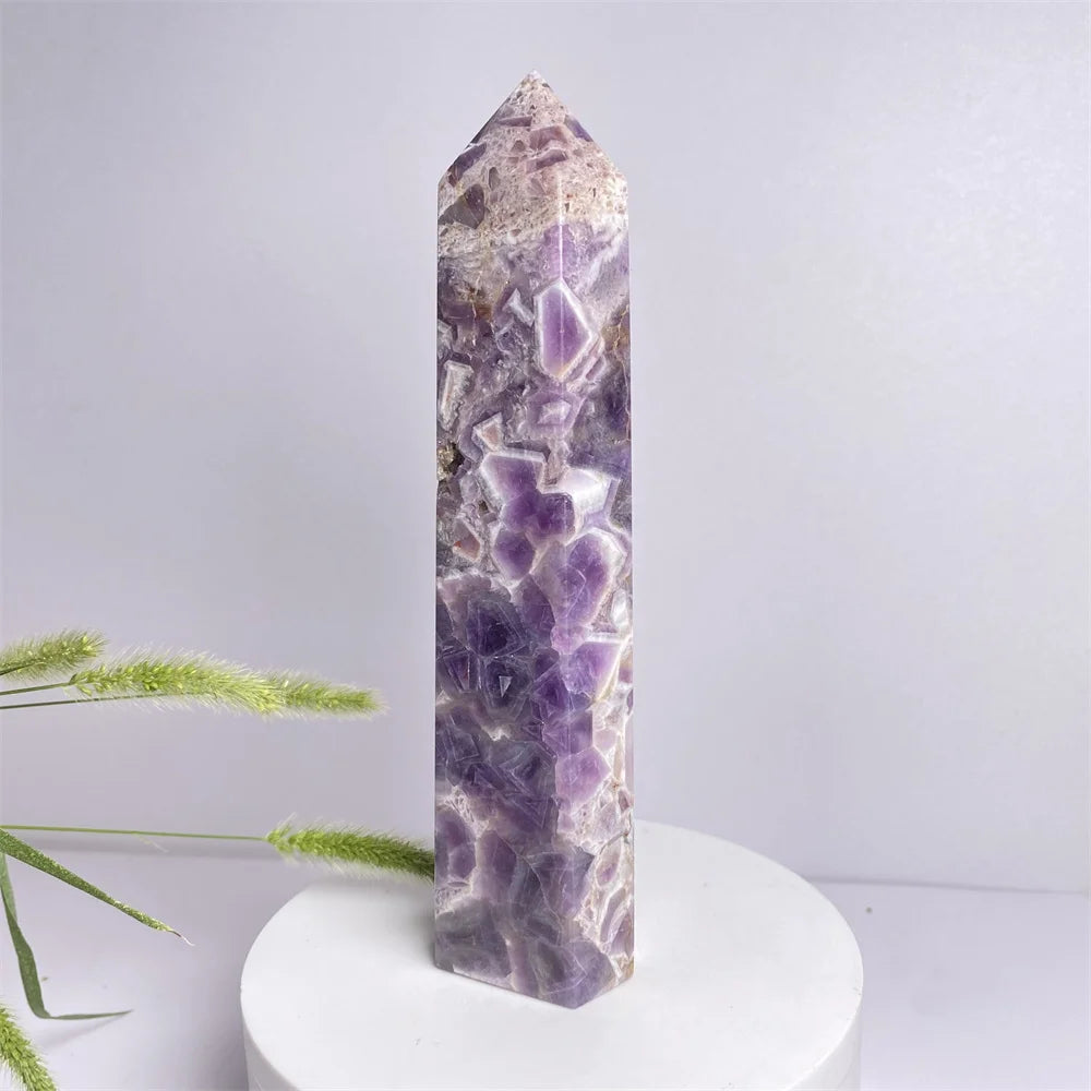 Natural Amethyst Crystal Energy Tower - yogaandmeditationjewelry