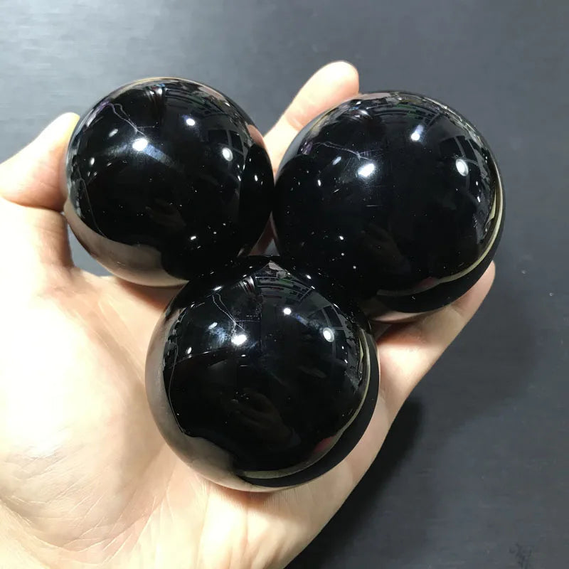 Natural Black Obsidian Crystal Ball - yogaandmeditationjewelry