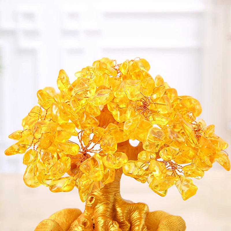 Natural Yellow Crystal Bonsai Wealth Tree - yogaandmeditationjewelry