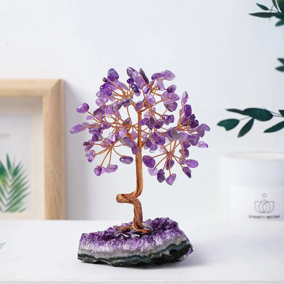 Handmade Natural Crystal Amethyst Reiki Healing Rock Tree of Life - yogaandmeditationjewelry