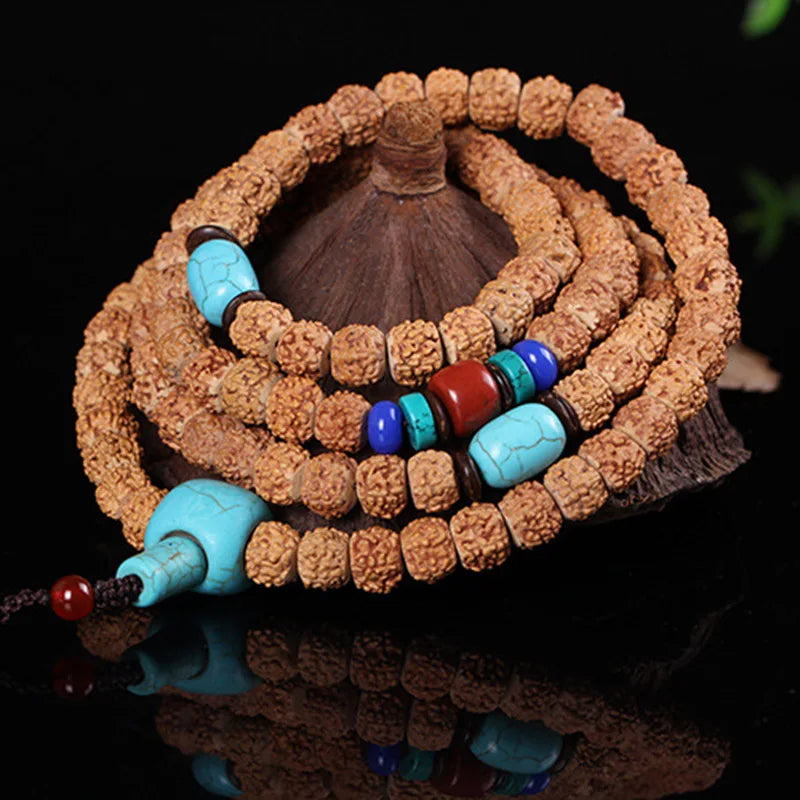 Authentic Natural Tibetan Polished Rudraksha 108 Beads - yogaandmeditationjewelry