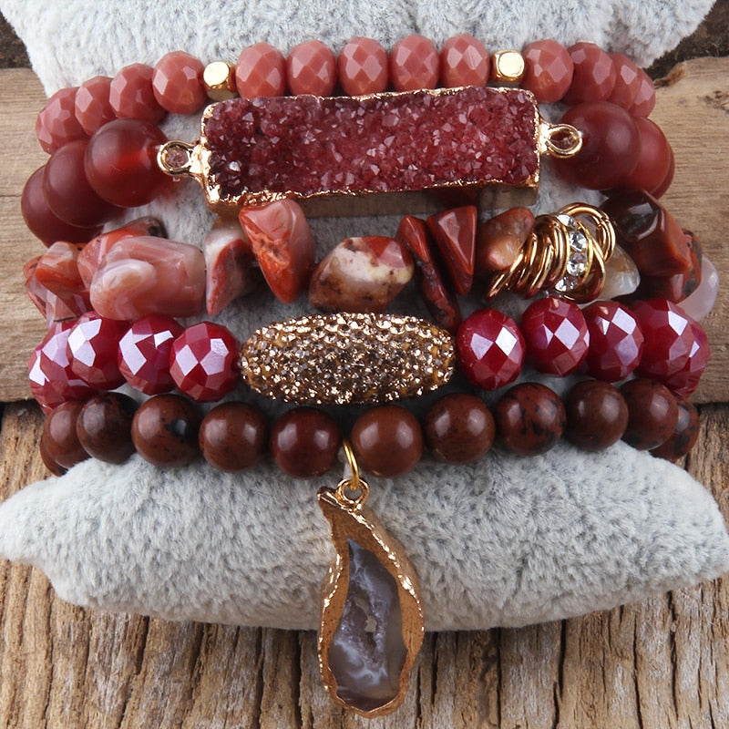 5pc Stack Druzy Bracelet - yogaandmeditationjewelry