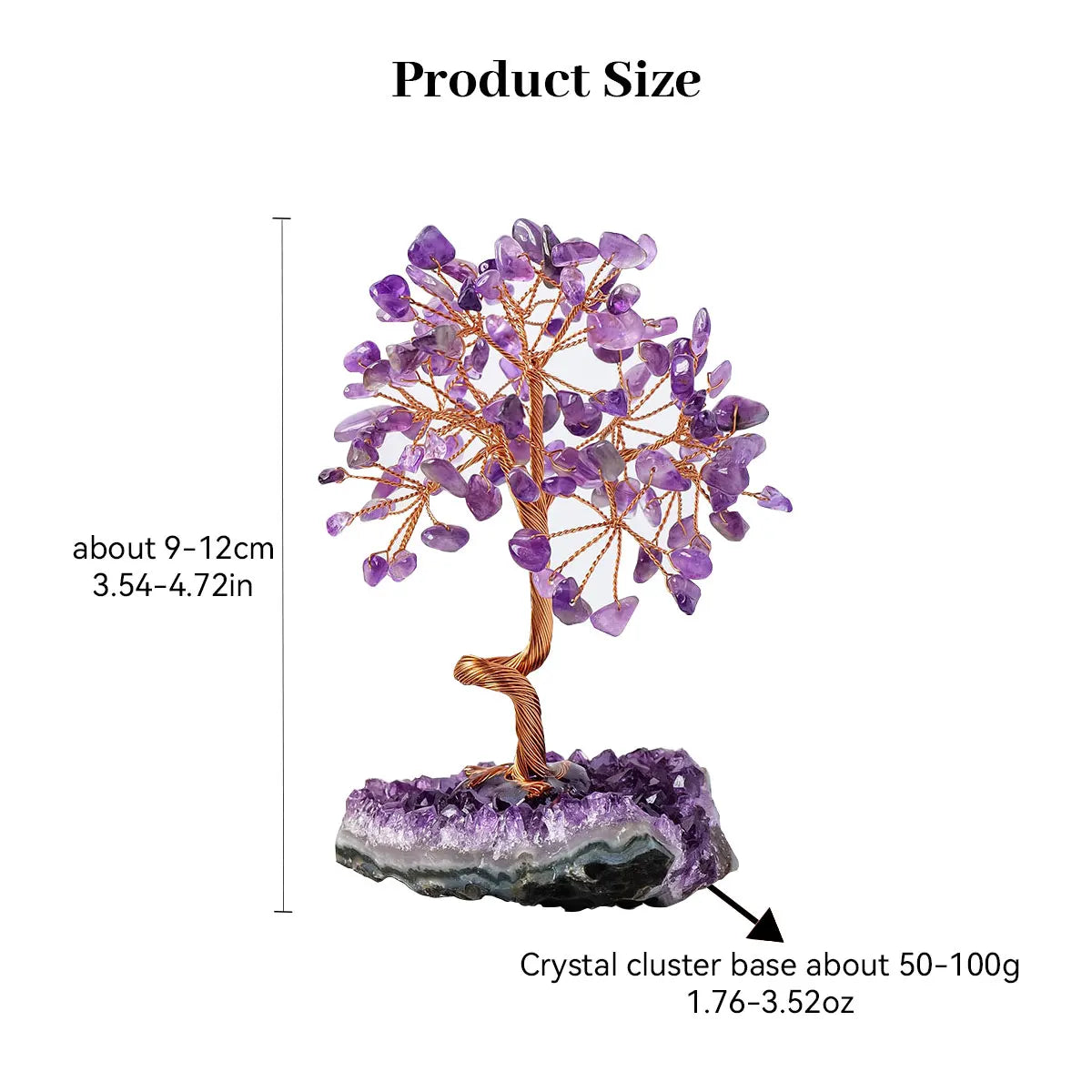 Handmade Natural Crystal Amethyst Reiki Healing Rock Tree of Life - yogaandmeditationjewelry