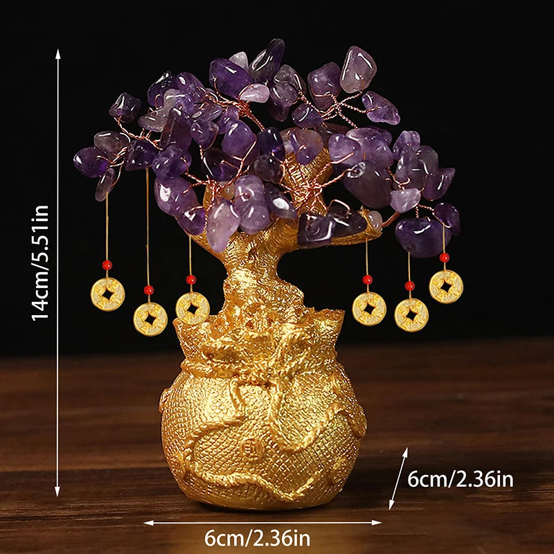 Natural Yellow Crystal Bonsai Wealth Tree - yogaandmeditationjewelry