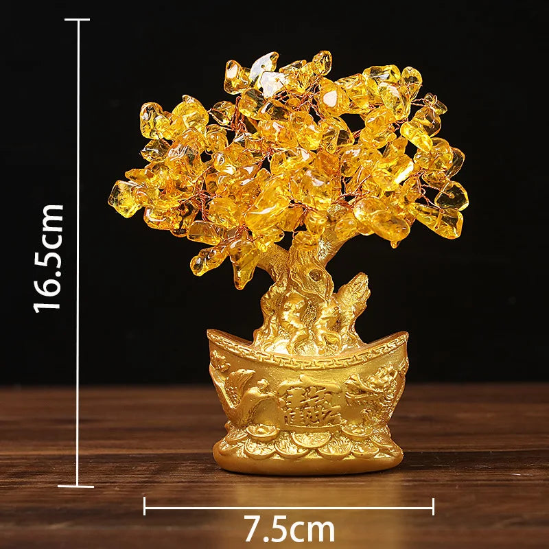 Yellow Wealth Luck Feng Shui Crystal Tree Bonsai Style - yogaandmeditationjewelry