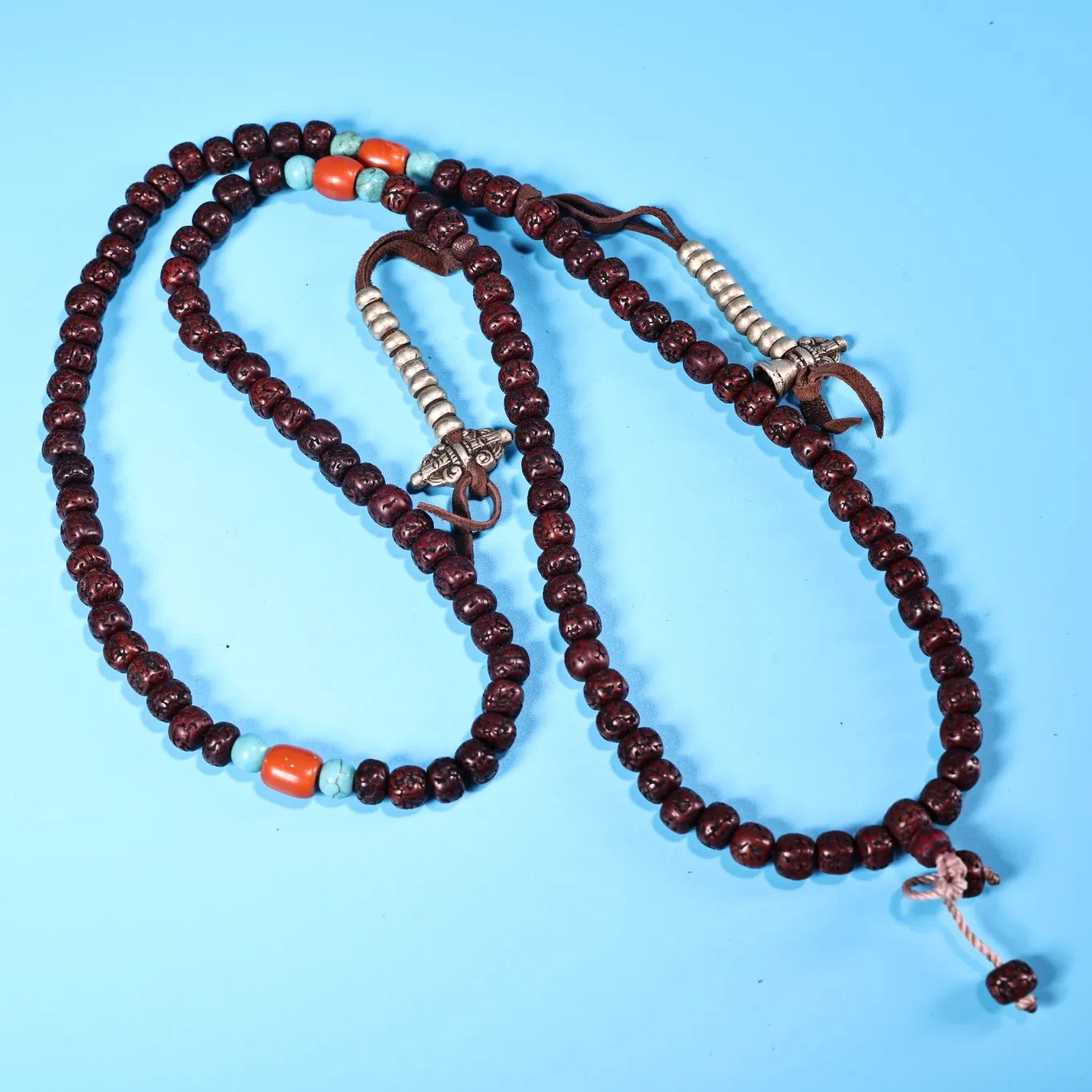 Tibetan Temple Collection Old Rudraksha Vajra Bodhisattva Mosaic Gem 108 Buddha Beads Necklace - yogaandmeditationjewelry