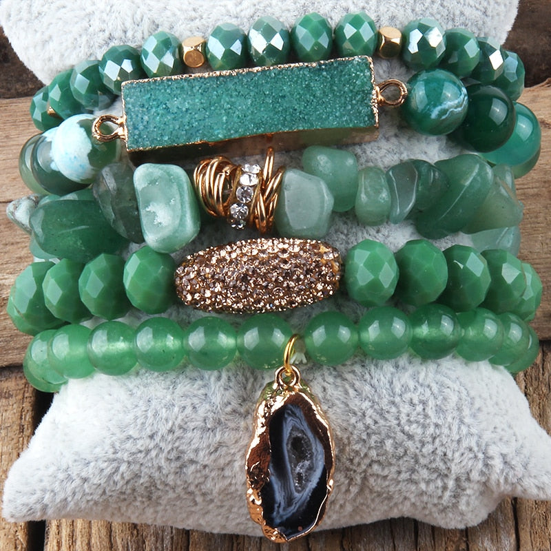 5pc Stack Druzy Bracelet - yogaandmeditationjewelry