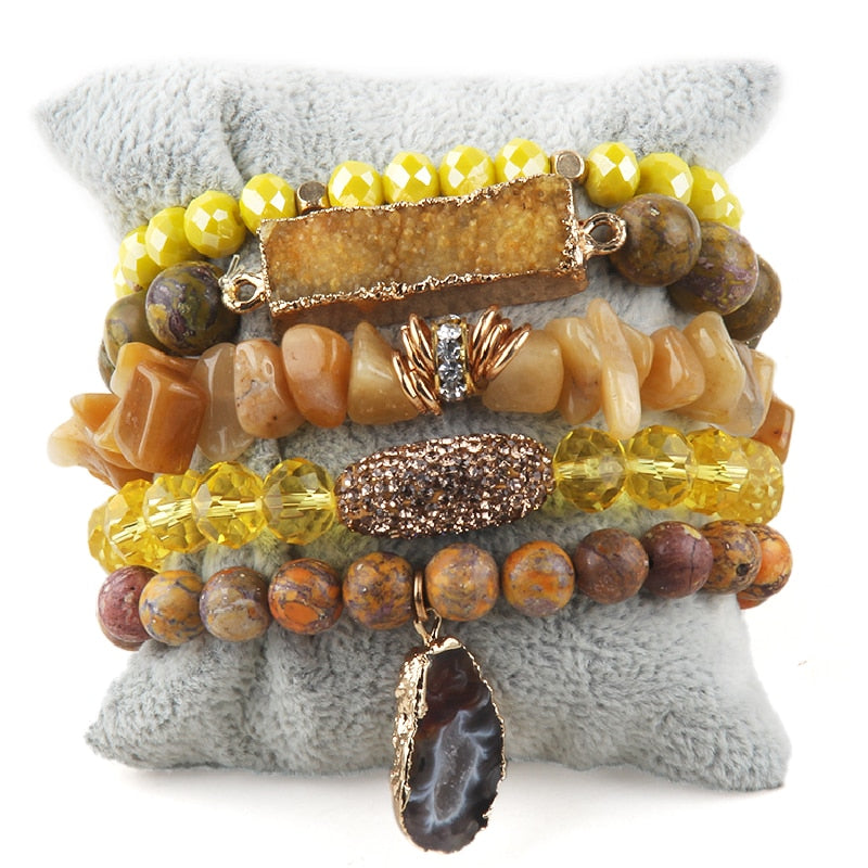 5pc Stack Druzy Bracelet - yogaandmeditationjewelry