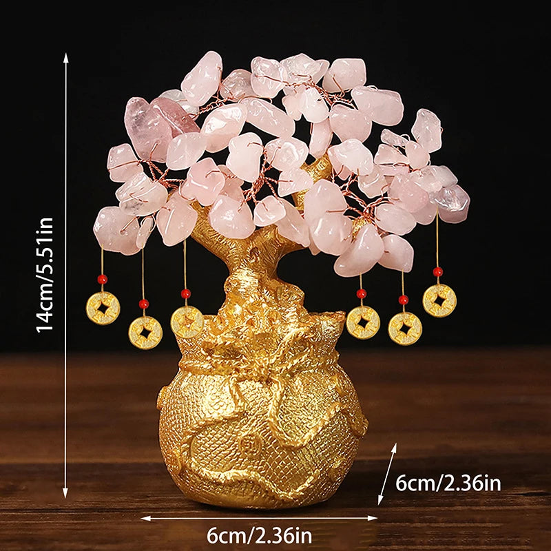 Natural Yellow Crystal Bonsai Wealth Tree - yogaandmeditationjewelry