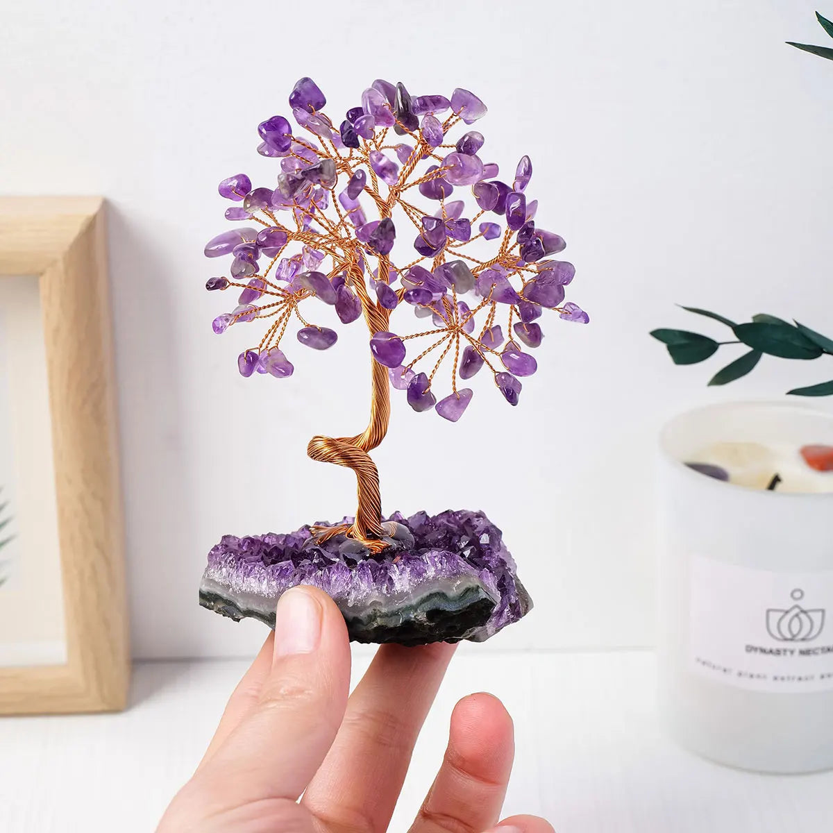 Handmade Natural Crystal Amethyst Reiki Healing Rock Tree of Life - yogaandmeditationjewelry