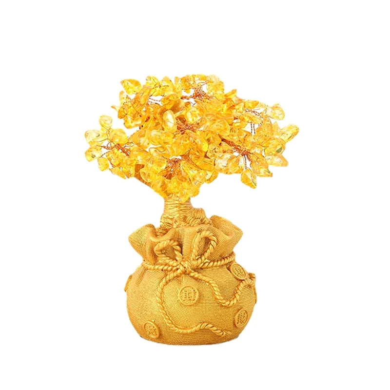 Natural Yellow Crystal Bonsai Wealth Tree - yogaandmeditationjewelry