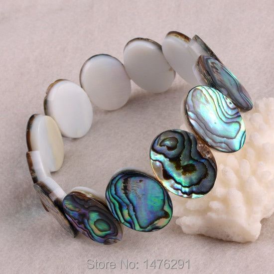 Abalone Shell Beads Oval Bracelet - yogaandmeditationjewelry