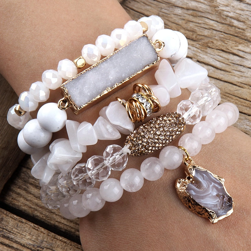 5pc Stack Druzy Bracelet - yogaandmeditationjewelry